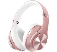 DOQAUS Bluetooth Headphones Over Ear, Foldable Wireless Headphones with 3 EQ Modes, 90 Hrs Playtime, Built-in Mic & Wired Mode, Soft Memory-Protein Earmuffs for Office Cellphone PC Tablet(Rose Gold)