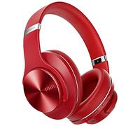 DOQAUS Bluetooth Headphones Over Ear, Up to 90 Hours Wireless Headphones with 3 EQ Modes, HiFi Stereo Foldable Headset with Microphone, Soft Ear Pads for iPhone/iPad/Android/Laptops Red