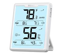 DOQAUS Digital Hygrometer Room Thermometer Indoor, Humidity Meter with Large LCD Display, Backlight Temperature Humidity Monitor with Max Min Records, White