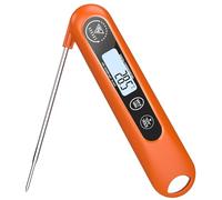 DOQAUS Meat Thermometers, 3S Instant Read Food Thermometer, Accurate Meat Thermometer Probe With Backlight, Foldable Long Probe, Auto On/Off, Cooking Thermometers for Kitchen, BBQ, Water, Milk, Orange