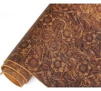 DOQN Bump Texture Genuine Leather Sheets Plain Geometric Pattern Printed Leather Sheet for Crafts(Bourbon Brown 6"x12")