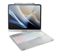 doqo Keyboard Case for iPad Air 13-inch(M3/M2)&iPad Pro 13 inch (M4),iPad Pro 12.9-inch (6th/5th/4th/3rd Gen) with Multi-Touch Trackpad,360°Rotatable,7 Colors Backlight,Pencil Charging (Silver)