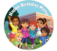 Dora and Friends Inspired Edible Icing Cake Topper Precut - Personalised (1. Round 7.5inch)