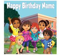 Dora and Friends Inspired Edible Icing Cake Topper Precut - Personalised (2. Square 7.5 inch)