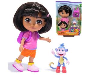 Dora Best Friends Dora & Boots, Doll & Toy Figure 2-Pack with Accessories | 6-Inch Doll, Signature Outfit, Removable Shoes, Boots Figure, Toy Backpack, Roleplay, Kids Toys for Girls & Boys Ages 3+