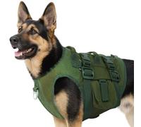 DORA BRIDAL Dog Harness for Large Dogs, Tactical Adjustable Military Dog Vest with Handle, No Pull Training Walking Hiking Harness for Service Dogs, German Shepherd, Green L