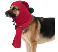 DORA BRIDAL Dog Santa Hat, Adjustable Dog Christmas Hat and Scarf, Chrisrtams Holiday Custom Outfit for Pet Cat, Red, XL