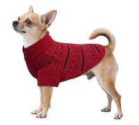 Dora Bridal Small Dog Sweater, Warm Knitted Puppy Turtleneck for Winter Christmas, Dog Clothes for Chihuahua, French Bulldog, Yorkie(XS,Red