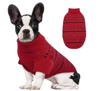 Dora Bridal Small Dog Sweater, Warm Knitted Puppy Turtleneck for Winter Christmas, Dog Clothes for Chihuahua, French Bulldog, Yorkie(L,Red