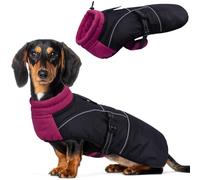 DORA BRIDAL - Winter Dog Jacket with Fleece Lining, Warm Dog Jacket with Reflective Strips, Adjustable Waterproof Pet Jacket, L