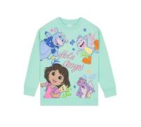 DORA Girls Sweatshirt, Long Sleeve Girls Jumper, Cotton Kids Sweatshirt, Green 5-6 Years