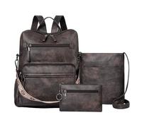 Dora & Liz Backpack Purse for Women, Pu Leather Designer Travel Backpack, Fashion Work Ladies Shoulder Bag Handbag, Coffee 3p, M, Casual