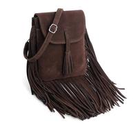 Dora & Liz Fringe Small Crossbody Bags for Women Trendy Designer Cell Phone Bag Suede Tassel Wallet Purses with Card Slots, Coffee