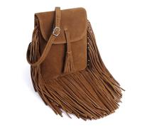 Dora & Liz Fringe Small Crossbody Bags for Women Trendy Designer Cell Phone Bag Suede Tassel Wallet Purses with Card Slots, Brown