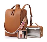 Dora & Liz Leather Laptop Backpack for Women, 15.6 Inch Travel Computer Bag