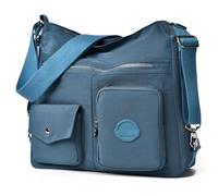 Dora & Liz Multipurpose Hobo Purse for Women with Antitheft RFID, Waterproof Nylon Crossbody Bag Shoulder Handbag, Convertible Backpack, Pale Blue, L