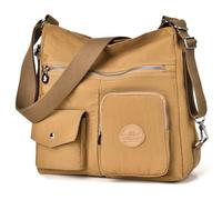 Dora & Liz Multipurpose Hobo Purse for Women with Antitheft RFID, Waterproof Nylon Crossbody Bag Shoulder Handbag, Convertible Backpack, Beige, L