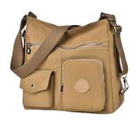 Dora & Liz Multipurpose Hobo Purse for Women with Antitheft RFID, Waterproof Nylon Crossbody Bag Shoulder Handbag, Convertible Backpack, Beige, L