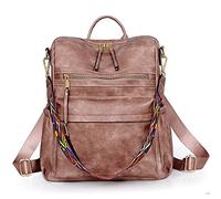 Dora & Liz Womens Backpack Purse Leather Backpack Purse for Women Travel Fashion Backpack Designer Ladies Shoulder Bags, Pink, M, Fashion Women Backpack