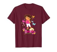 Dora The Explorer Colorful Butterflies Springtime T-Shirt, Men, Burgundy, XX-Large