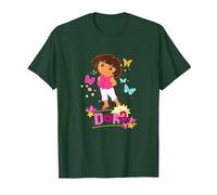 Dora The Explorer Colorful Butterflies Springtime T-Shirt, Men, Dark Green, Small