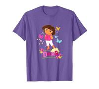 Dora The Explorer Colorful Butterflies Springtime T-Shirt, Men, Purple Heather, XX-Large