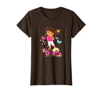 Dora The Explorer Colorful Butterflies Springtime T-Shirt, Women, Brown, Large