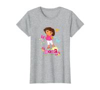 Dora The Explorer Colorful Butterflies Springtime T-Shirt, Women, Heather Grey, Small