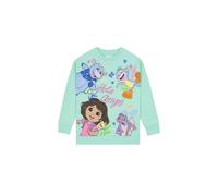 Dora The Explorer Girl's Embroidered Sweatshirt in Green | Size: 5-6 Years Dora The Explorer Green 5-6 Years