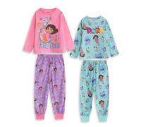 Dora the Explorer Girls Pink & Green Long Sleeve Long Leg Pyjama Set | Multi-Pack of 2 Sleepwear with Dora & Boots | Kids Cartoon Nightwear | Comfortable Bedtime PJs | Dora Merch