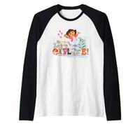 Dora The Explorer Let's Explore! Textured Design Raglan Baseball Tee