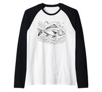 Dorado Line Art Fish Lover Raglan Baseball Tee