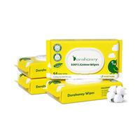 Dorahoney 100% USA Cotton Baby Wipes, 99% Purified Water Unscented Wet Wipes for Sensitive Skin, Hypoallergenic & Plastic-Free, 256 Count (4 Flip-Top Packs of 64)