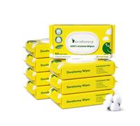 Dorahoney 100% USA Cotton Baby Wipes for Sensitive Skin, 99% Purified Water Unscented Wet Wipes, Hypoallergenic & Plastic-Free, 512 Count (8 Flip-Top Packs of 64)