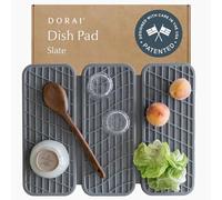 Dorai Home Dish Pad - Collapsible Kitchen Dish Drying Mat - Wrapped in Silicone Webbing to Protect Dishes - Dries Instantly - Modern and Stylish - Minimal Design to Match Any Countertop - Slate