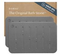 Dorai Home Stone Bath Mat - Premium Diatomaceous Earth Bath Floor Mats with Non-Slip Base, Fast-Drying Modern Shower Mat for Bathroom | Rain Slate, 2 Pack - 23.6"x15.4"