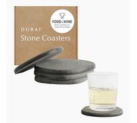 Dorai Home Stone Coaster Set - Eliminates Watermarks and Dries Instantly - Functional Design Created for The Modern Home - Set Includes Four Modern Coasters - Slate Stone