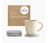 Dorai Home Stone Coasters Set - Diatomaceous Earth Water-Absorbing Drink Coaster for Coffee Table, Kitchen or Bar, Modern Stone Appearance | Ash - Set of 4