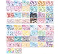 Doraking 50 Sheets Sticker Book, Self Adhesive Laser Love Cute Stickers for Arts Craft Greeting Cards Scrapbook Home Decoration DIY Deco Stickers(B)