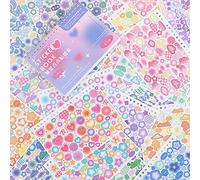 Doraking Colorful Sticker Book, 50 Sheets Shiny Love Bubble Heart Butterfly Ribbon Cute Stickers for Junk Journal Arts Craft Greeting Cards Scrapbook Supplies Home Decoration, DIY Deco Stickers (A)