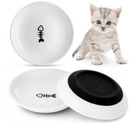 Dorakitten 3Pcs Ceramic Cat Bowls, No Whisker Fatigue Wide Shallow Cat Dishes with Non-Slip Silicone Bottom, Pet Cat Food Water Plates Bowls, 15cm Diameter