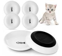Dorakitten 6Pcs Ceramic Cat Bowls, No Whisker Fatigue Wide Shallow Cat Dishes with Non-Slip Silicone Bottom, Pet Cat Food Water Plates Bowls, 15cm Diameter