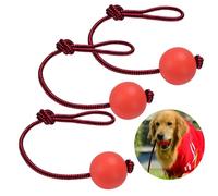 Dorakitten Dog Rope Ball, 3 Pcs Ball on a Rope Dog Toy Natural Elastic Solid Rubber Dogs Balls Chew Toys for Small Dogs