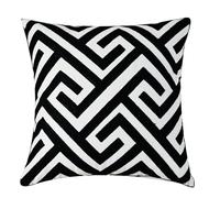 DORAM Black Maze Embroidered Cushion Covers, Colourful Decorative Floral Square Nordic Geometric Style Throw Pillow Covers for Farmhouse Living Room Bedroom Sofa Home Decor Art 45 x 45 cm