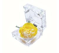 DoraMagic Preserved Rose Real Forever Rose in Mini Clear Ring Box, Eternal Flower Rose Gifts for Women Mom Girlfriend Grandma, Mothers Day, Anniversary, Valentines, Christmas, Birthday (Yellow)