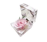 DoraMagic Preserved Rose Real Forever Rose in Mini Clear Ring Box, Eternal Flower Rose Gifts for Women Mom Girlfriend Grandma, Mothers Day, Anniversary, Valentines, Christmas, Birthday (Pink)