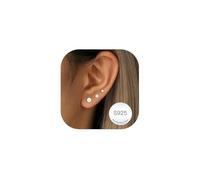 DORANA 3 Pairs 925 Sterling Silver Stud Earrings for Women Hypoallergenic Silver Studs Earrings Dainty Small Cubic Zirconia Dot Stud Earring Tiny Cute Earring Set for Multiple Piercings