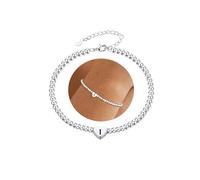 DORANA Sterling Silver Bracelet For Women Silver Initial Heart Bracelet Non Tarnish 925 Beaded Bracelets For Women Girls Hypoallergenic Friendship Daughter Bracelets,I