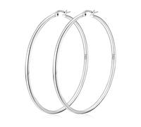 DORANA Sterling Silver Hoop Earrings Large Hoop Earrings for Women Lightweight S925 Earring Non Tarnish Big Silver Hoops,40mm
