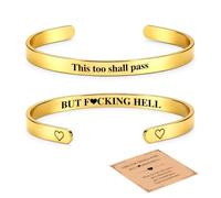 DORANA This Too Shall Pass Bracelet Cuff Bracelets For Women Motivational | Dont Let The Hard Days Win Bracelet For Women with Encouragement Card Inspirational Jewellery Gift for Family Friends